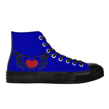 Load image into Gallery viewer, Ti Amo I love you - Exclusive Brand - Royal Blue - Skeleton Hands wit Heart - High Top Canvas Shoes - Black  Soles
