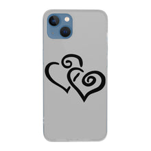 Load image into Gallery viewer, Ti Amo I love you - Exclusive Brand - Silver - Double Black Heart  - iPhone 13 Transparent Case (2 cameras)
