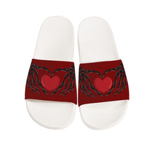 Load image into Gallery viewer, Ti Amo I love you - Exclusive Brand - Dark Burgundy - Skeleton Hands with Heart -  Slide Sandals - White Soles
