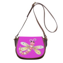 Load image into Gallery viewer, Ti Amo I love you - Exclusive Brand - Brilliant Lavender Rose- Dragonfly - Saddle Bag
