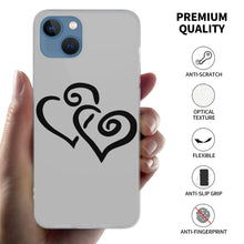 Load image into Gallery viewer, Ti Amo I love you - Exclusive Brand - Silver - Double Black Heart  - iPhone 13 Transparent Case (2 cameras)
