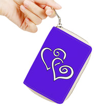 Load image into Gallery viewer, Ti Amo I love you - Exclusive Brand - Dark Purple - Double White Heart - PU Leather - Zipper Card Holder
