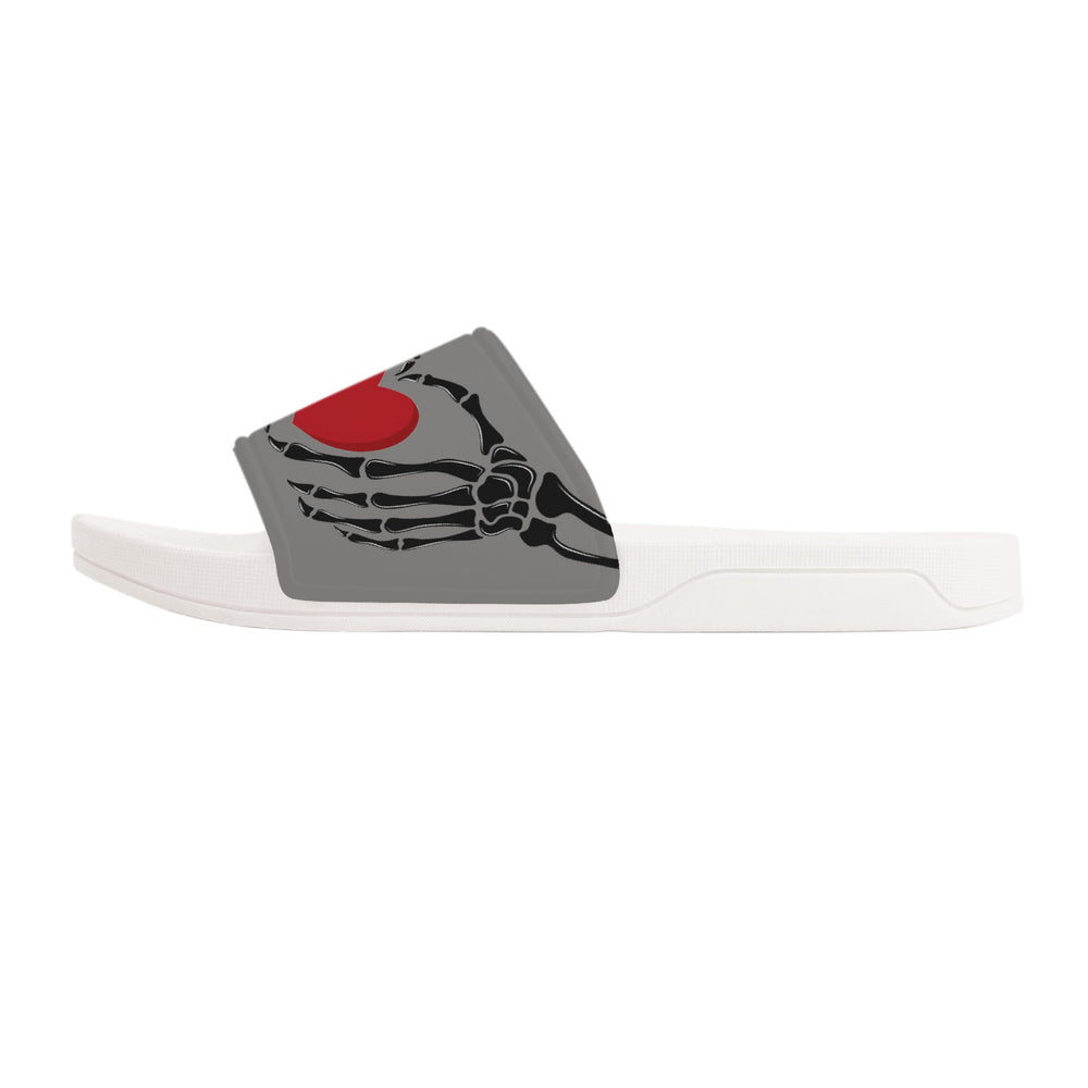 Ti Amo I love you - Exclusive Brand - Natural Gray - Skeleton Hands with Heart -  Slide Sandals - White Soles