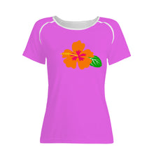 Load image into Gallery viewer, Ti Amo I love you - Exclusive Brand  - Deep Lavender Magenta - Hawaiian Flower - Women&#39;s T shirt - Sizes XS-2XL
