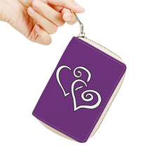 Load image into Gallery viewer, Ti Amo I love you - Exclusive Brand - Maximum Purple - Double White Heart - Zipper Card Holder
