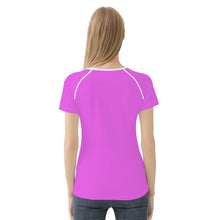 Load image into Gallery viewer, TI Amo I love you - Exclusive Brand - Deep Lavender Magenta - Double White Heart - Women&#39;s T shirt - Sizes XS-2XL
