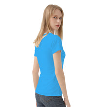 Load image into Gallery viewer, Ti Amo I love you - Exclusive Brand - Medium Cyan Blue - Hawaiian Flower - Women&#39;s T shirt - Sizes XS-2XL
