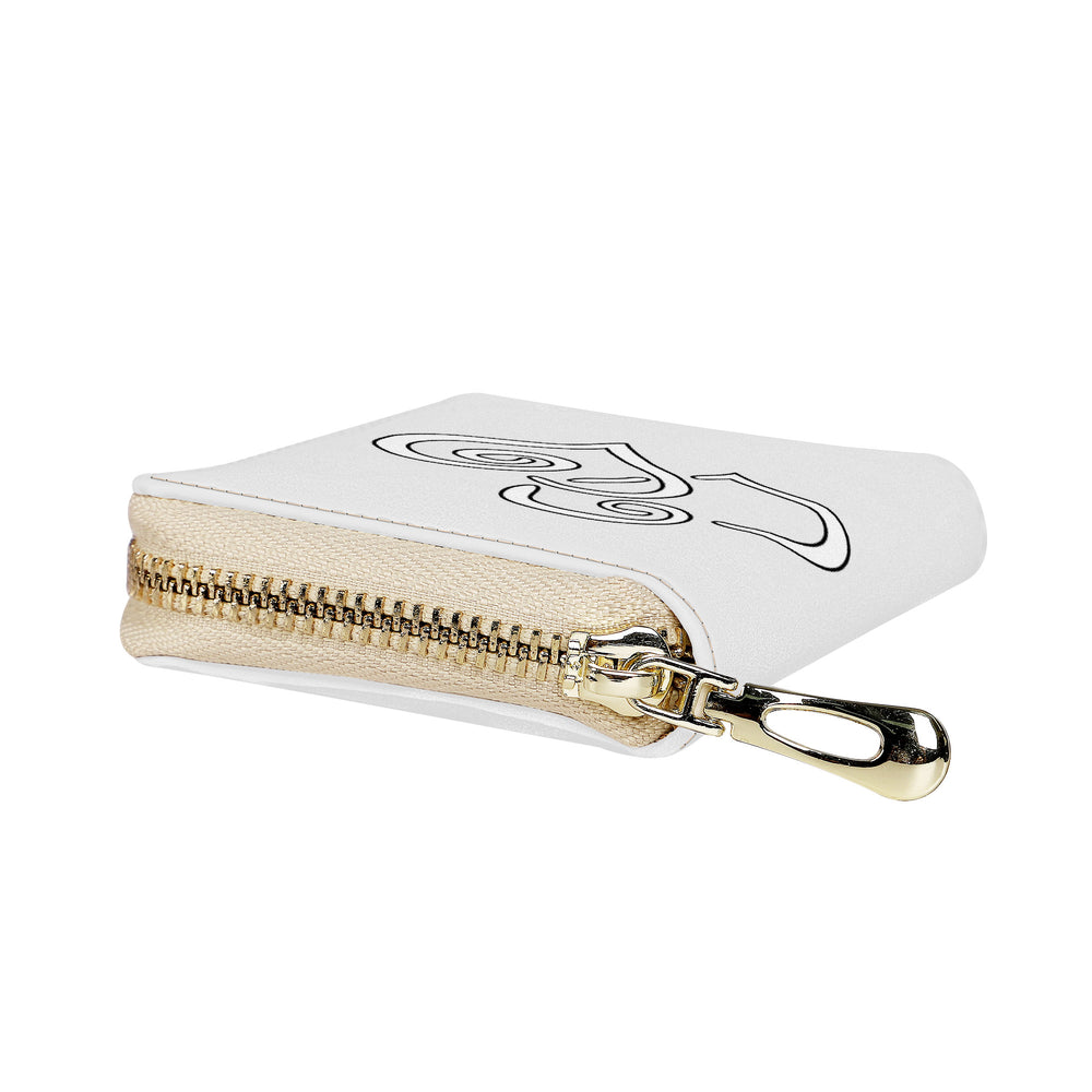 Ti Amo I love you - Exclusive Brand - Concrete - Double White Heart - PU Leather - Zipper Card Holder