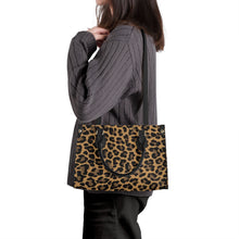 Load image into Gallery viewer, Ti Amo I love you - Exclusive Brand - Leopard Pattern - Luxury Women PU Tote Bag - Black Straps
