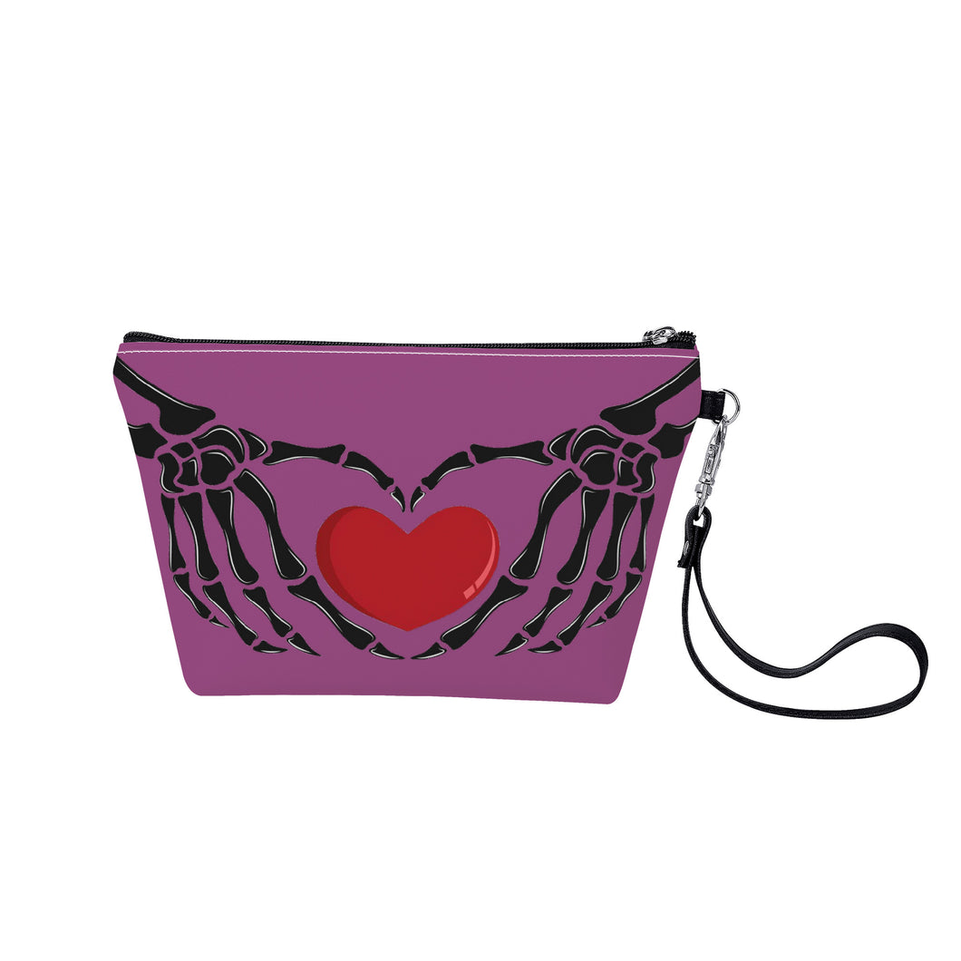 Ti Amo I love you - Exclusive Brand - Cannon Pink - Skeleton Hands with Heart - Sling Cosmetic Bag