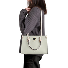 Load image into Gallery viewer, Ti Amo I love you - Exclusive Brand - Satin Linen - Luxury Womens PU Tote Bag - Cream Straps
