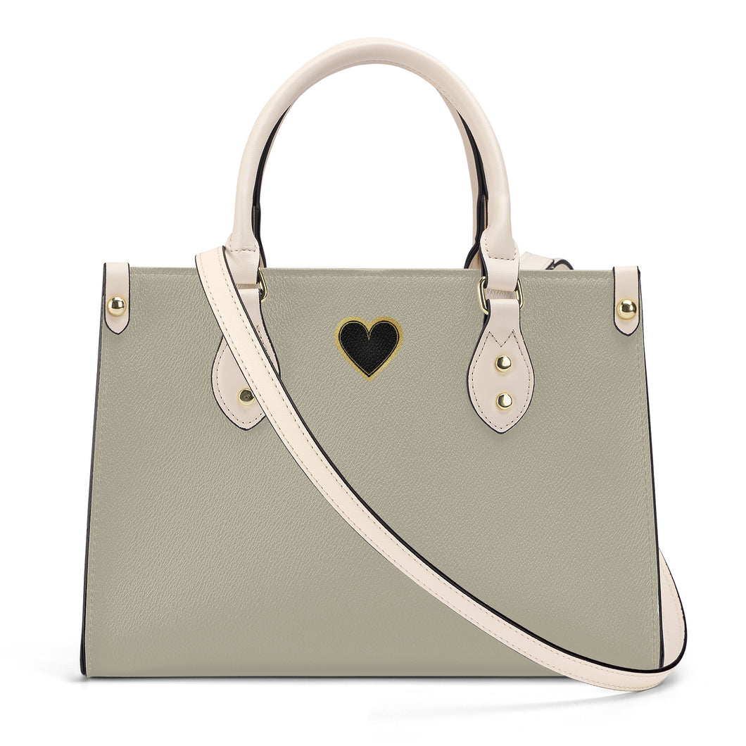 Ti Amo I love you - Exclusive Brand - Sand Color - Luxury Womens PU Tote Bag - Cream Straps