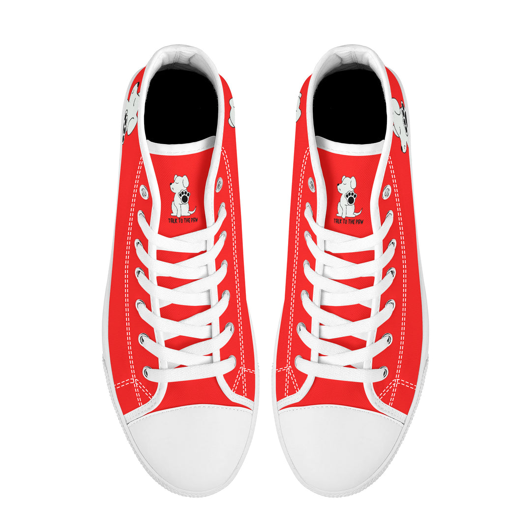 Ti Amo I love you  - Exclusive Brand - Red - TALK TO THE PAW -  High-Top Canvas Shoes - White Soles