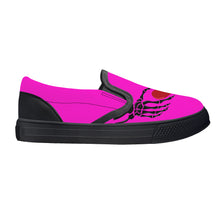 Load image into Gallery viewer, Ti Amo I love you - Exclusive Brand - Hot Magenta - Skeleton Hands with Heart - Kids Slip-on shoes - Black Soles
