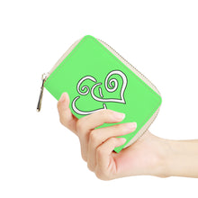 Load image into Gallery viewer, Ti Amo I love you - Exclusive Brand - Menthol - Double White Heart - PU Leather - Zipper Card Holder
