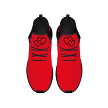 Load image into Gallery viewer, Ti Amo I love you - Exclusive Brand - Ferrari Red - Double Black Heart - Lightweight Mesh Knit Sneakers - Black Soles
