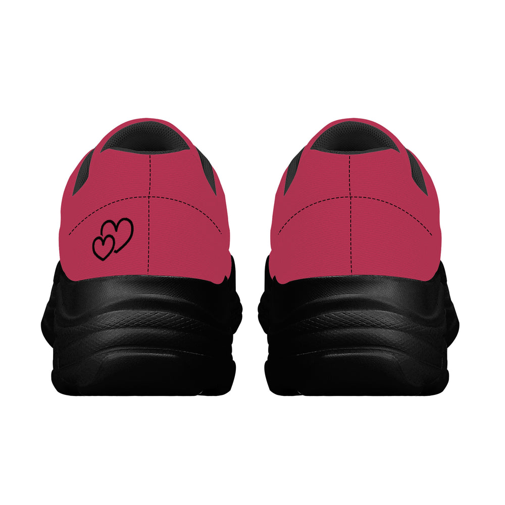 Ti Amo I love you  - Exclusive Brand - Viva Magenta - Double Black Heart - Chunky Sneakers - Black Soles