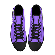 Load image into Gallery viewer, Ti Amo I love you - Exclusive Brand - Heliotrope 3 - Double White Heart High-Top Canvas Shoes - Black Soles
