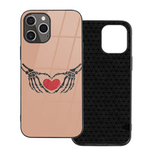 Load image into Gallery viewer, Ti Amo I love you - Exclusive Brand - Feldspar - Skeleton Hands with Heart -  iPhone 12 ProMax Glass Case (2 cameras)
