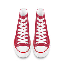 Load image into Gallery viewer, Ti Amo I love you - Exclusive Brand - Brick Red - White Daisy - High Top Canvas Shoes - White  Soles
