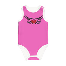 Load image into Gallery viewer, Ti Amo I love you - Exclusive Brand - Hot Pink - Skeleton Hands with Heart  - Sleeveless Baby One-Piece
