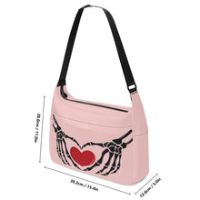 Load image into Gallery viewer, Ti Amo I love you - Exclusive Brand - Rose Quartz - Skeleton Heart Hands  -  Journey Computer Shoulder Bag
