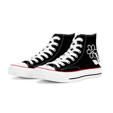 Load image into Gallery viewer, Ti Amo I love you - Exclusive Brand - Black - White Daisy - High Top Canvas Shoes - White  Soles
