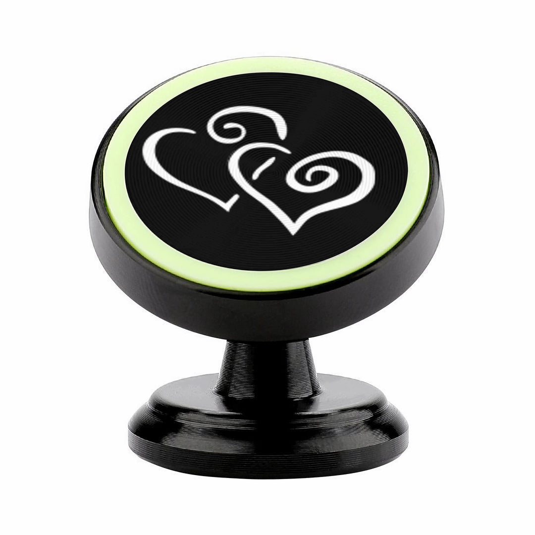 Ti Amo I love you - Exclusive Brand  - Black - Double White Heart - Magnetic Car Phone Holder