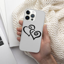 Load image into Gallery viewer, Ti Amo I love you - Exclusive Brand - Silver - Double Black Heart -  iPhone 14 Transparent Acrylic Case (3 cameras)
