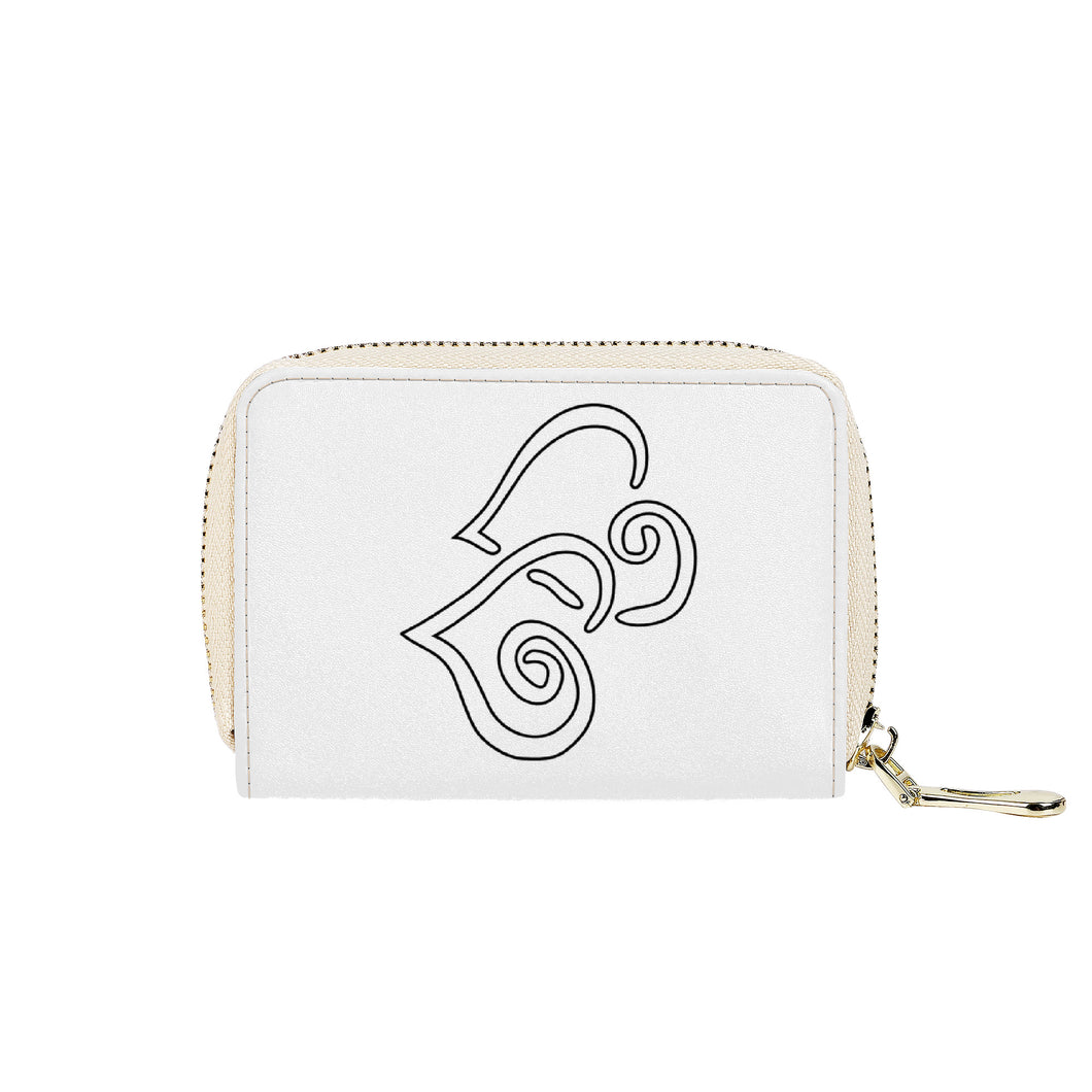 Ti Amo I love you - Exclusive Brand - White - Double White Heart - PU Leather - Zipper Card Holder