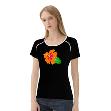 Load image into Gallery viewer, Ti Amo I love you - Exclusive Brand - Black - Hawaiian Flower - Women&#39;s T shirt - Sizes XS-2XL
