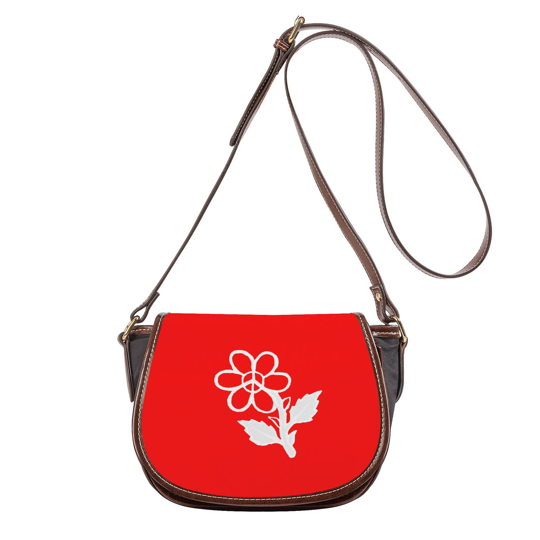 Ti Amo I love you - Exclusive Brand - Red - White Daisy -  Saddle Bag