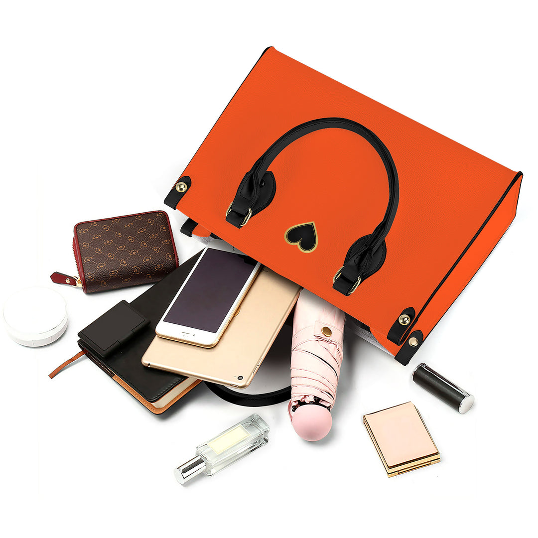 Ti Amo I love you - Exclusive Brand - Orange - Luxury Womens PU Tote Bag - Black Straps