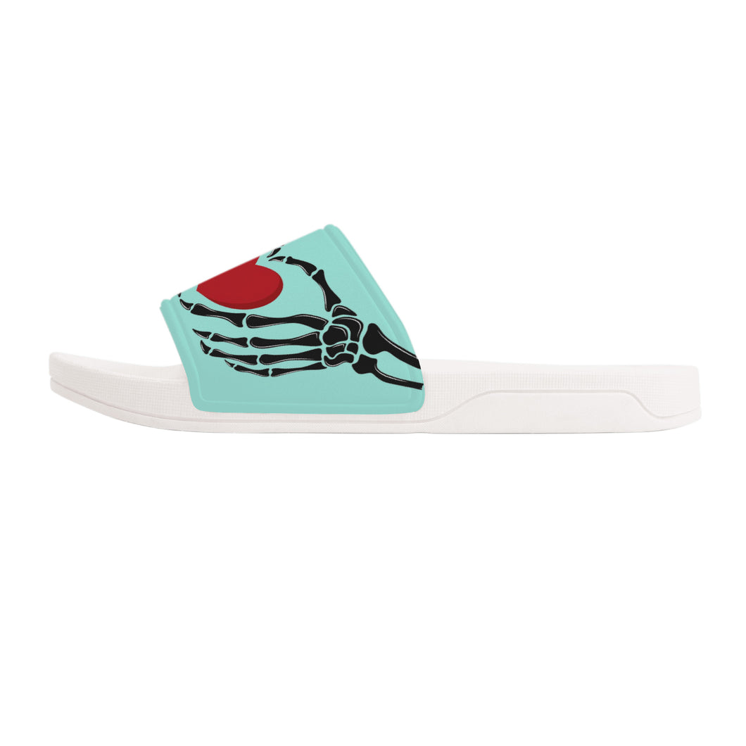 Ti Amo I love you - Exclusive Brand - Water Leaf - Skeleton Hands with Heart -  Slide Sandals - White Soles