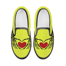 Load image into Gallery viewer, Ti Amo I love you - Exclusive Brand  - Lemonaide - Skeleton Hands with Heart - Kids Slip-on shoes - Black Soles
