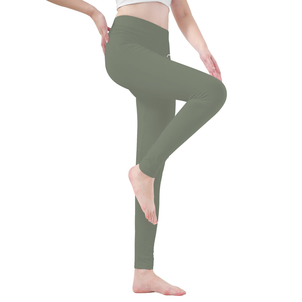 Ti Amo I love you - Exclusive Brand   - Sage Green - White Daisy -  Yoga Leggings