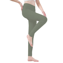 Load image into Gallery viewer, Ti Amo I love you - Exclusive Brand   - Sage Green - White Daisy -  Yoga Leggings
