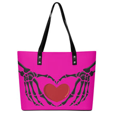 Load image into Gallery viewer, Ti Amo I love you - Exclusive Brand  - Hollywood Cerise - Skeleton Hands with Heart  - Women&#39;s PU Leather Handbag
