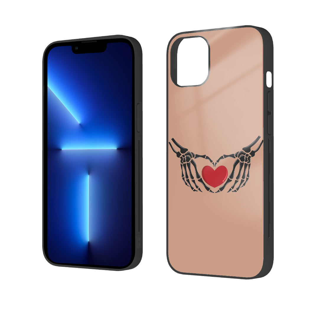 Ti Amo I love you - Exclusive Brand - Feldspar - Skeleton Hands with Heart  - iPhone 14 Glass Case (2 cameras)