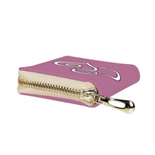 Load image into Gallery viewer, Ti Amo I love you - Exclusive Brand - Metallic Mauve - Double White Heart - PU Leather -  Zipper Card Holder
