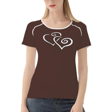 Load image into Gallery viewer, TI Amo I love you - Exclusive Brand - American Mahogany - Double White Heart - Women&#39;s T shirt
