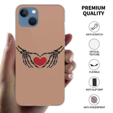 Load image into Gallery viewer, Ti Amo I love you - Exclusive Brand -  Feldspar - Skeleton Hands with Heart  - iPhone 13 Transparent Case (2 cameras)
