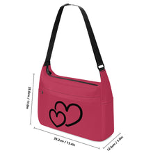 Load image into Gallery viewer, Ti Amo I love you - Exclusive Brand  - Viva Magenta - Double Black Heart - Journey Computer Shoulder Bag
