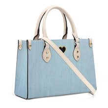 Load image into Gallery viewer, Ti Amo I love you - Exclusive Brand - Powder Blue Denim - Luxury Womens PU Tote Bag - Cream Straps
