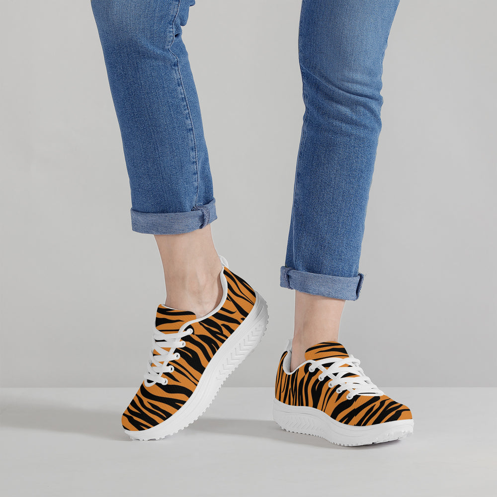 Ti Amo I love you - Exclusive Brand - Zest & Black - Tiger Stripes - Women's Mesh Heightening Shaking Shoe