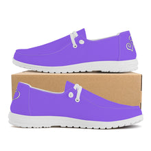 Load image into Gallery viewer, Ti Amo I love you - Exclusive Brand - Heliotrope 3 - Double White Heart - Canvas Loafers Slip On
