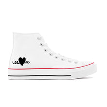 Load image into Gallery viewer, Ti Amo I love you - Exclusive Brand - White - Black Heart - High Top Canvas Shoes - White  Soles
