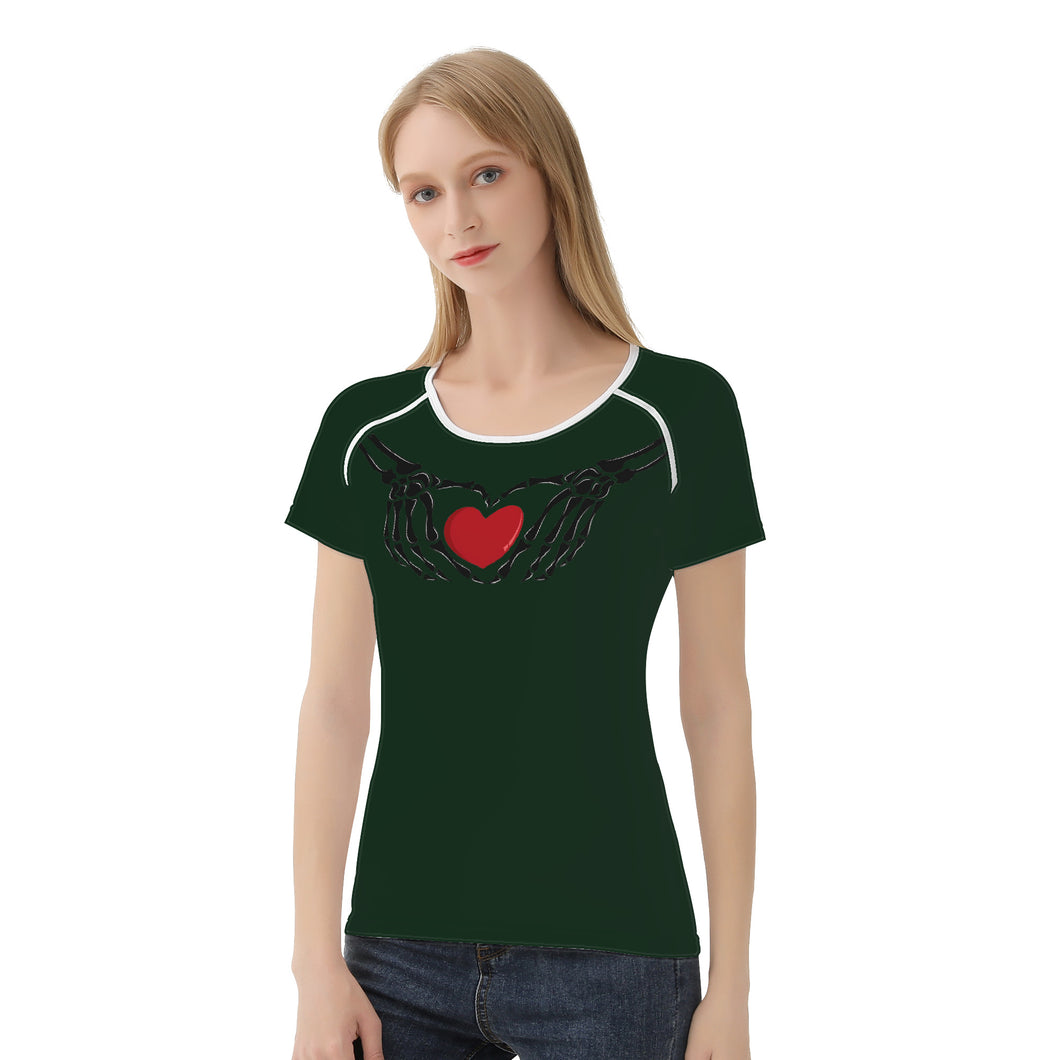 Ti Amo I love you - Exclusive Brand  - Celtic - Skeleton Hands with Heart  -Women's T shirt