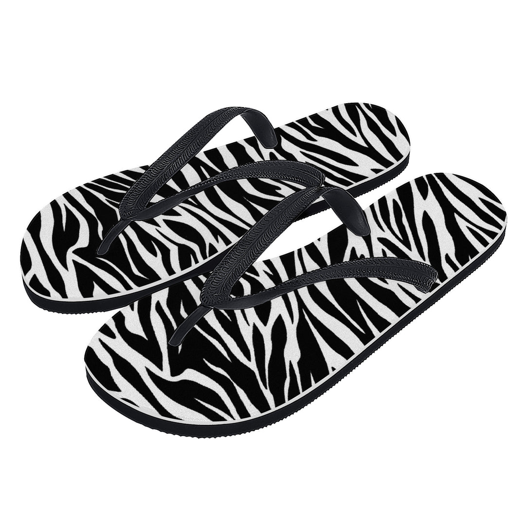 Ti Amo I love you - Exclusive Brand  -Black & White -  Zebra - Flip Flops - Sizes Womens 7-13 & Men's 7-11