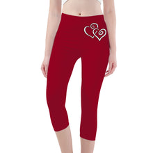 Load image into Gallery viewer, Ti Amo I love you -Exclusive Brand - Christmas Candy - Double White Heart - Womens / Teen Girls / Womens Plus Size - Capri Yoga Leggings - Sizes XS-3XL
